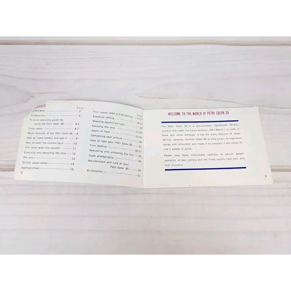 Petri Color 35 Instruction Manual Original Instruction Booklet Vintage